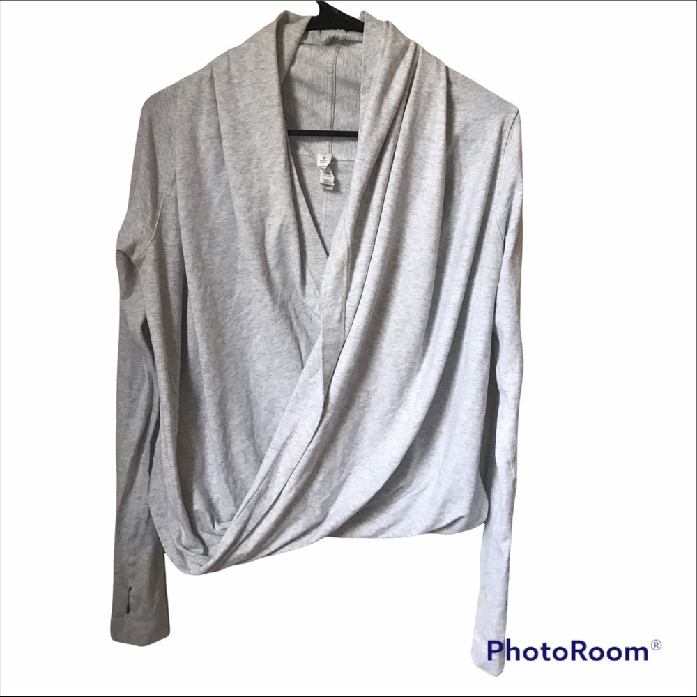 Lululemon Lught Gray Wrap top, size 8